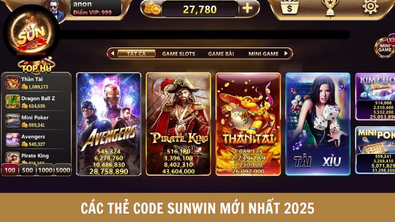 Các thẻ Code Sunwin mới nhất 2025