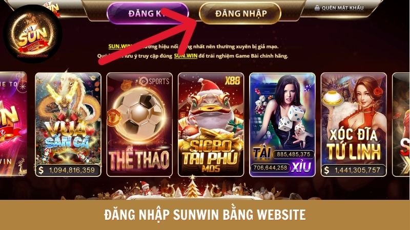 Đăng nhập SUNWIN bằng website